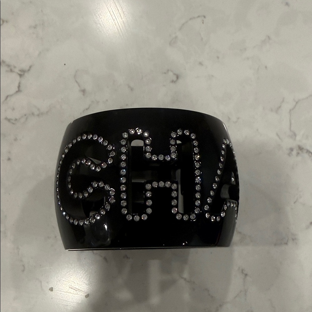 Chanel Black Crystal Embellished Cuff Bracelet